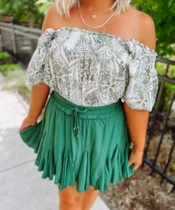 Davi & Dani Kali Square Neck Smocked Top Tops