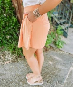 J. NNA Eloise Solid Pockets Skort- Coral