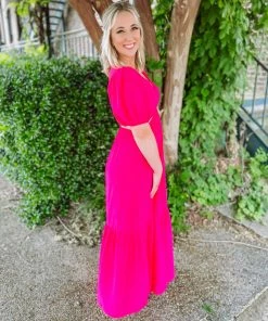 Flying Tomato Dresses Felicia Solid Woven Maxi Dress