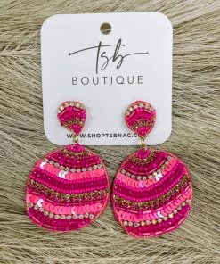 Texas Bling Jewelry Pink & Gold Beaded Earrings