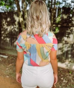 Entro Sarah Geo Shaped Faux Bodysuit Tops