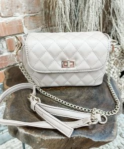 Texas Bling Neutral Babe Jade Leather Rectangle Diamond Bag- Khaki