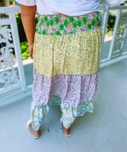 Hailey & Co Plus Georgia Floral Print Mixed Maxi Skirt