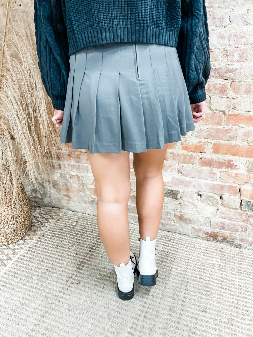 Love Tree Patsy Pleated Skirt- Grey Bottoms 3 Love Tree Patsy Pleated Skirt- Grey Bottoms