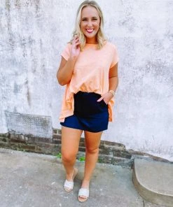 Easel Kelly Cotton Slub Loose Fit Top Tops