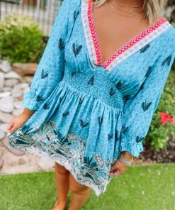 Umgee Miranda Abstract Border Print Dress