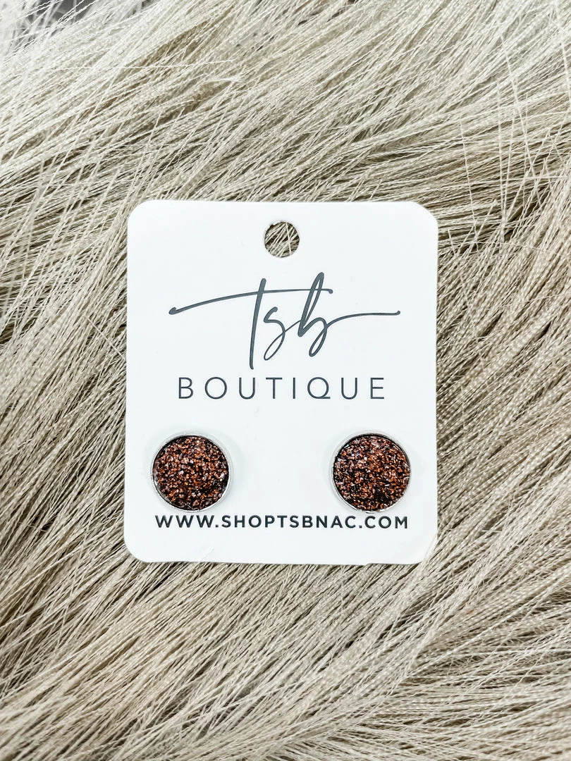 Texas Bling Druzy Round Stud Earrings- Bronze Jewelry 1 Texas Bling Druzy Round Stud Earrings- Bronze Jewelry
