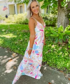 Flying Tomato Lila Palm Leaf Woven Maxi Dress 6 Flying Tomato Lila Palm Leaf Woven Maxi Dress