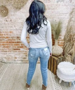 Zenana Premium Tops Rylee Brushed Microfiber Mock Neck Top- Bone