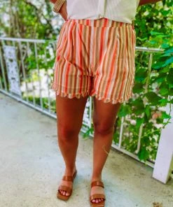Hailey & Co Briar Scallop Edged Stripe Shorts