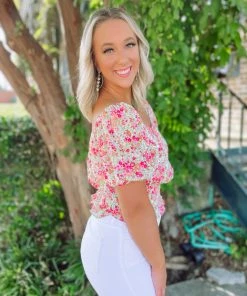 Flying Tomato Sydney Floral Square Cropped Top