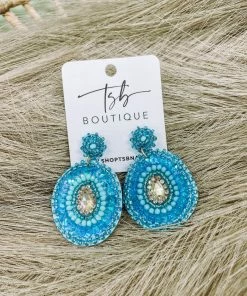 Texas Bling Leslie Blue Earrings