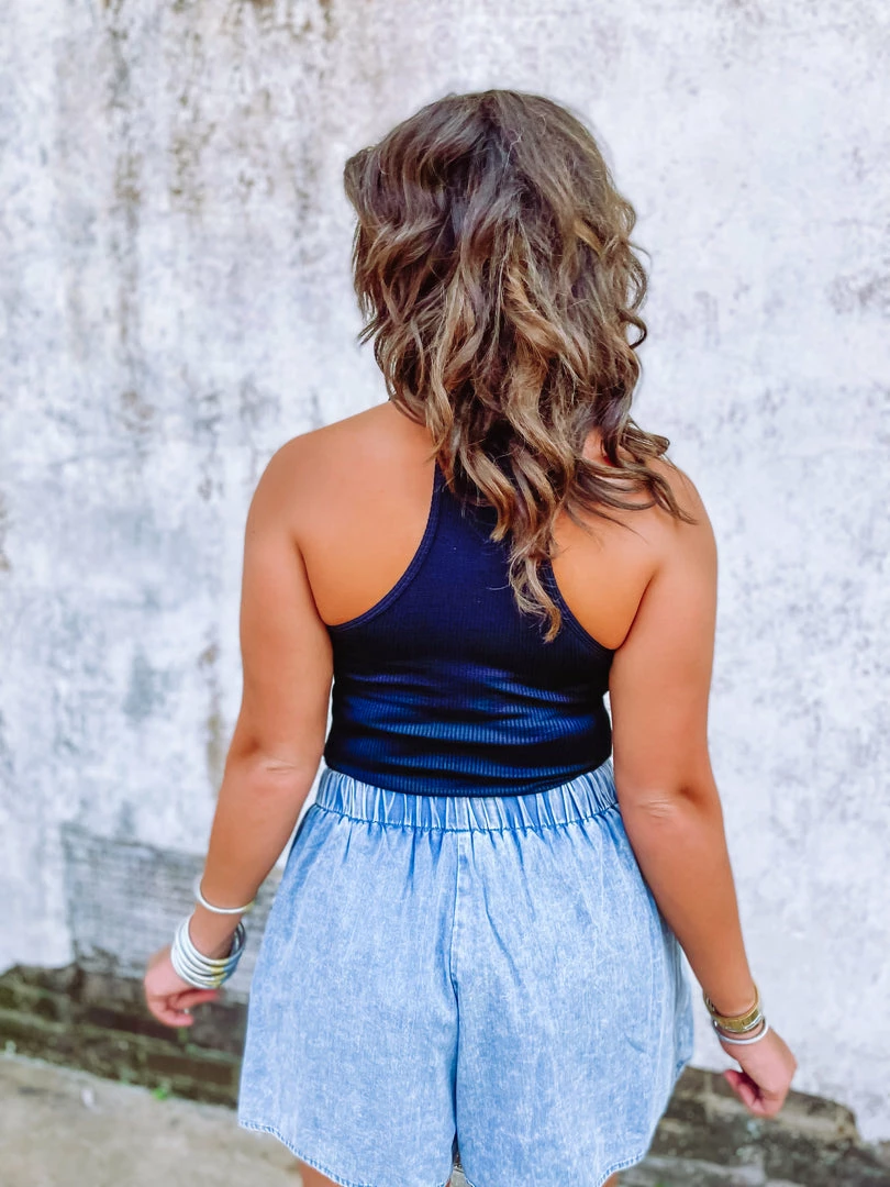 Trend Notes Ellis Rib Knit Halter Bodysuit- Black Tops 3 Trend Notes Ellis Rib Knit Halter Bodysuit- Black Tops