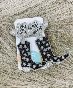 Texas Bling Let's Go Girls Beaded Earrings- Black