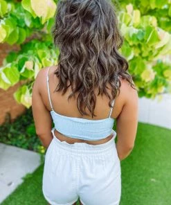 Trend Notes Emma Floral Laced Bralette- Sky Blue