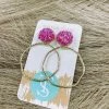 Texas Bling Sydney Glitter Hoops- Hot Pink Jewelry