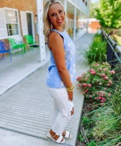 Entro Beatrix Halter Neck Patterned Stripe Tank Top Tops