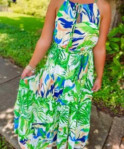 Flying Tomato Dresses Wren Palm Leaf Hi Low Dress