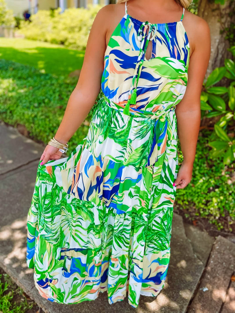 Flying Tomato Dresses Wren Palm Leaf Hi Low Dress 2 Flying Tomato Dresses Wren Palm Leaf Hi Low Dress