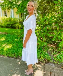 Umgee Dresses Sandra Flutter Sleeve Dress- Off White