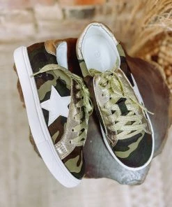 Texas Bling Eliza Low Top Star Sneakers- Camo