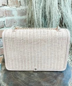 Texas Bling Halli Rectangle Straw Bag- Blush