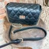 Texas Bling Jade Leather Rectangle Diamond Bag- Black