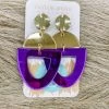 Texas Bling Jewelry Lulu Purple Dyed Acrylic Open Drop Earrings