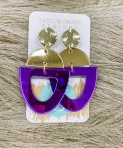 Texas Bling Jewelry Lulu Purple Dyed Acrylic Open Drop Earrings