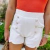 Entro Robin Button Detail Front High Waisted Shorts Bottoms