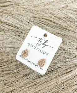 Texas Bling Druzy Teardrop Stud Earrings- Gold Jewelry