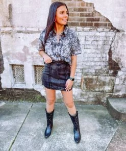 Wild Lilac Khloe Stretchy Denim Mini Skirt