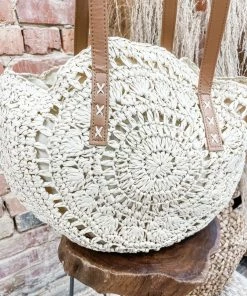 Texas Bling Maya Straw Round Beach Bag Take Me Away: Resort Edition