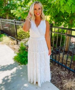 Flying Tomato Dresses Raygin White Smocked Waist Maxi Dress