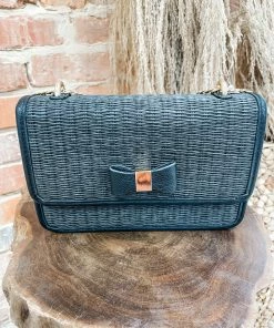 Texas Bling Take Me Away: Resort Edition Halli Rectangle Straw Bag- Black