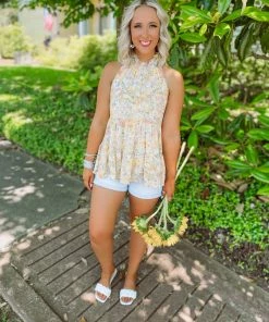 Entro Leah Floral Ruffled Neck Line Top 8 Entro Leah Floral Ruffled Neck Line Top