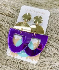 Texas Bling Jewelry Lulu Purple Dyed Acrylic Open Drop Earrings