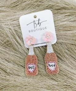 Texas Bling Jewelry Rose Champagne Bottle Beaded Earrings