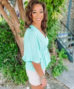 Mustard Seed Charlotte Woven Top- Milky Green