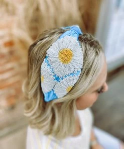 Texas Bling Kaylee Blue Silk Sunflower Headband