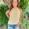Haptics Amy Spotted Leopard Halter Neck Tank Top Tops