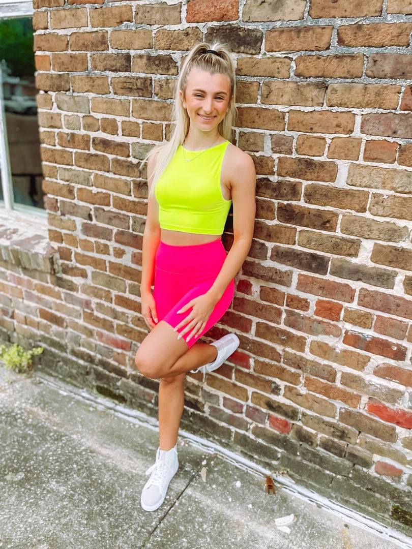 Zenana Premium Taylor Seamless Cropped Tank Top- Neon Lime Tops 3 Zenana Premium Taylor Seamless Cropped Tank Top- Neon Lime Tops