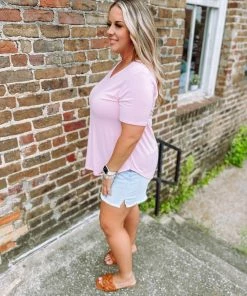 Zenana Premium Plus Jana Flowy V Neck Round Hem Top- Dusty Pink 8 Zenana Premium Plus Jana Flowy V Neck Round Hem Top- Dusty Pink