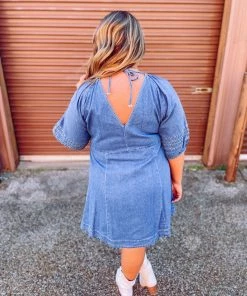 Umgee Aubree Half Puff Sleeve Denim Dress 10 Umgee Aubree Half Puff Sleeve Denim Dress