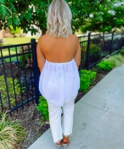 Trend Notes Kimberly Crochet Knit Halter Tunic Top- White