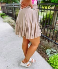 Entro Neutral Babe Maisie Solid Ruffle Detail Skort- Tan 8 Entro Neutral Babe Maisie Solid Ruffle Detail Skort- Tan