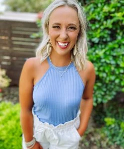 Haptics Take Me Away: Resort Edition Trinity Rib Halter Neck Tank Top