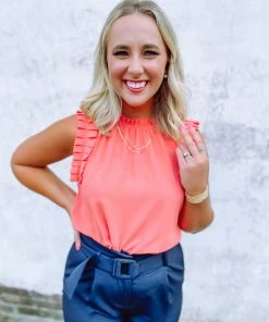 Ces Femme Wynter Knife Pleats Should Ruffle Top Tops