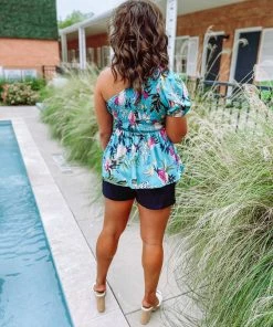 Jodifl Tops Jolene Floral One Shoulder Ruffle Top