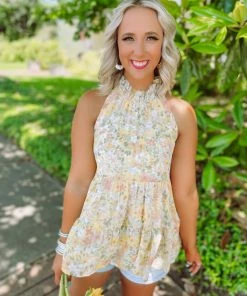 Entro Leah Floral Ruffled Neck Line Top